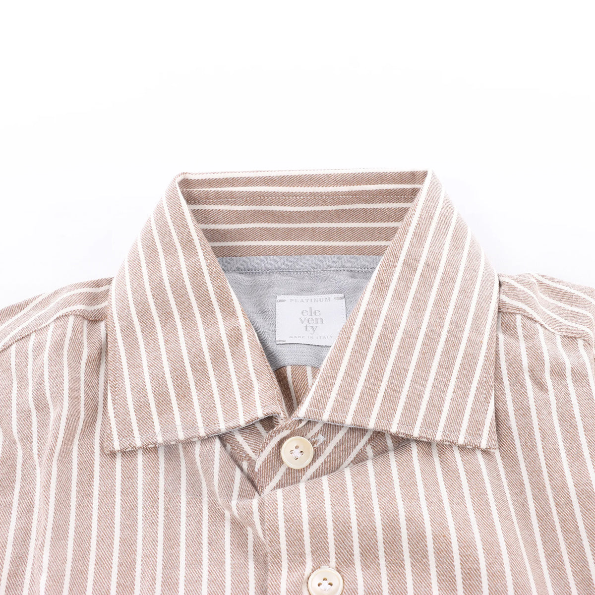 Eleventy Striped Shirt in Beige, Size 40 IT
