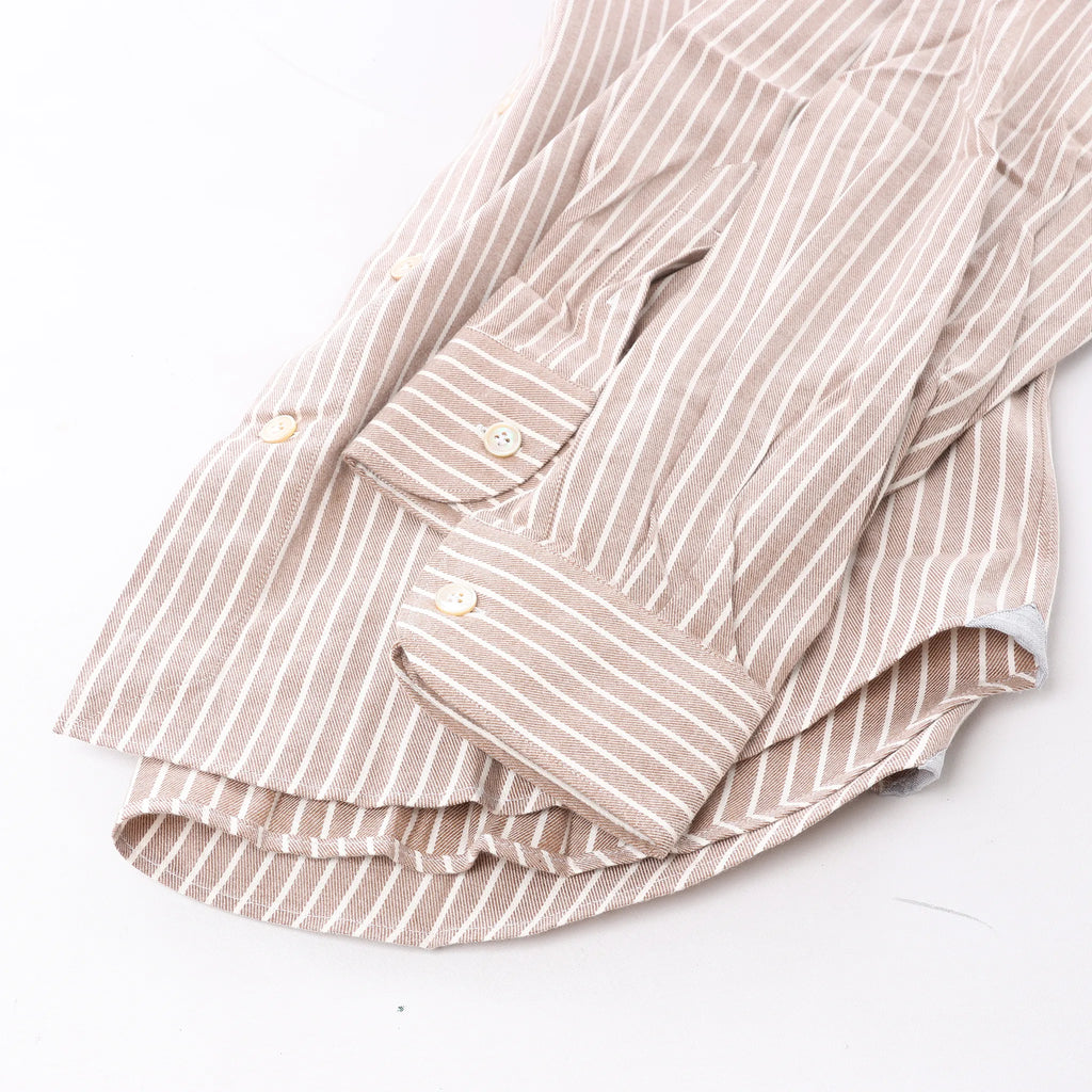 Eleventy Striped Shirt in Beige, Size 40 IT