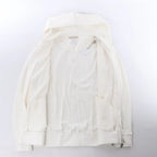 Eleventy Striped Zip-Up Sweatshirt in White, Size M