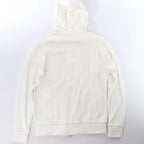 Eleventy Striped Zip-Up Sweatshirt in White, Size M
