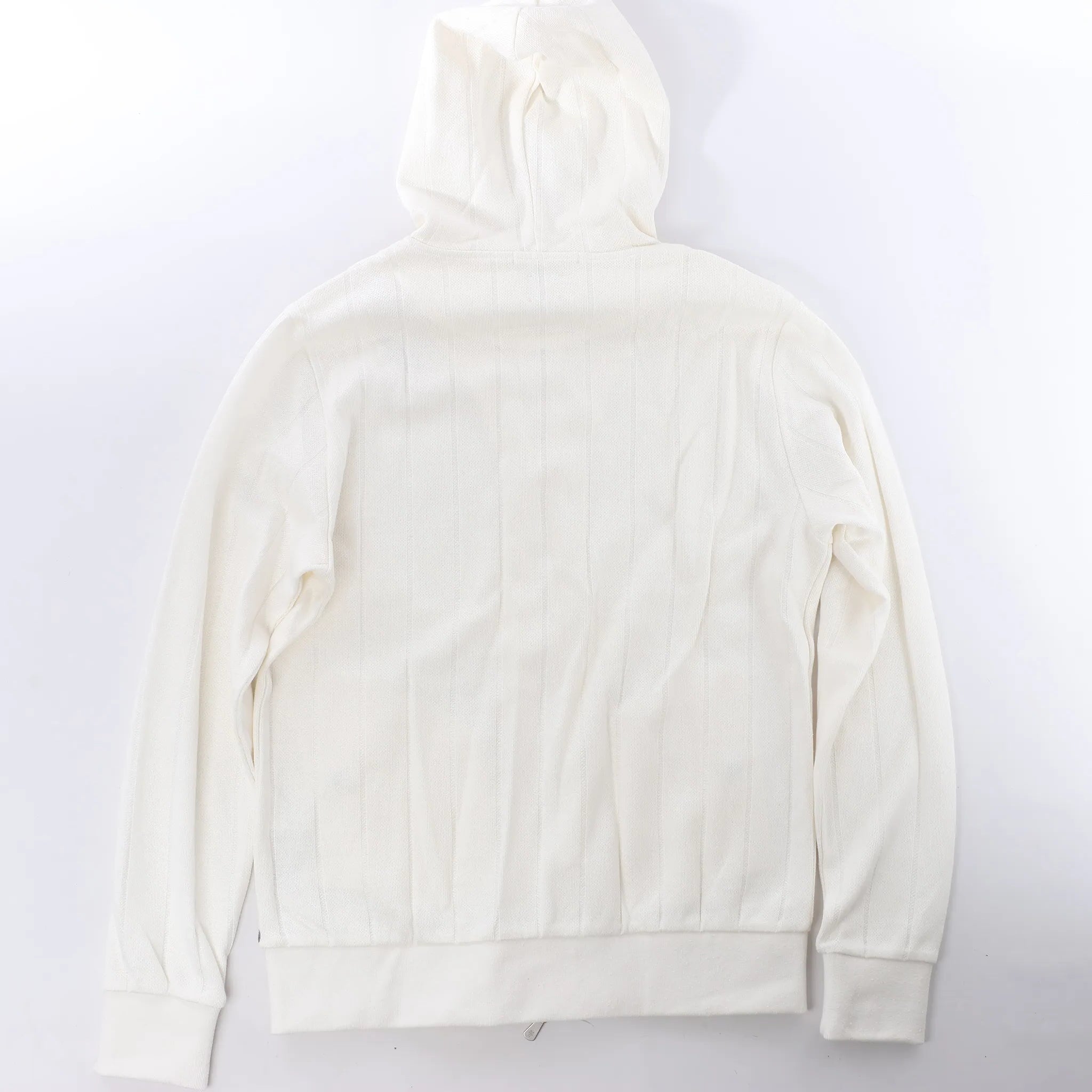 Eleventy Striped Zip-Up Sweatshirt in White, Size M
