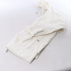 Eleventy Striped Zip-Up Sweatshirt in White, Size M