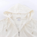 Eleventy Striped Zip-Up Sweatshirt in White, Size M