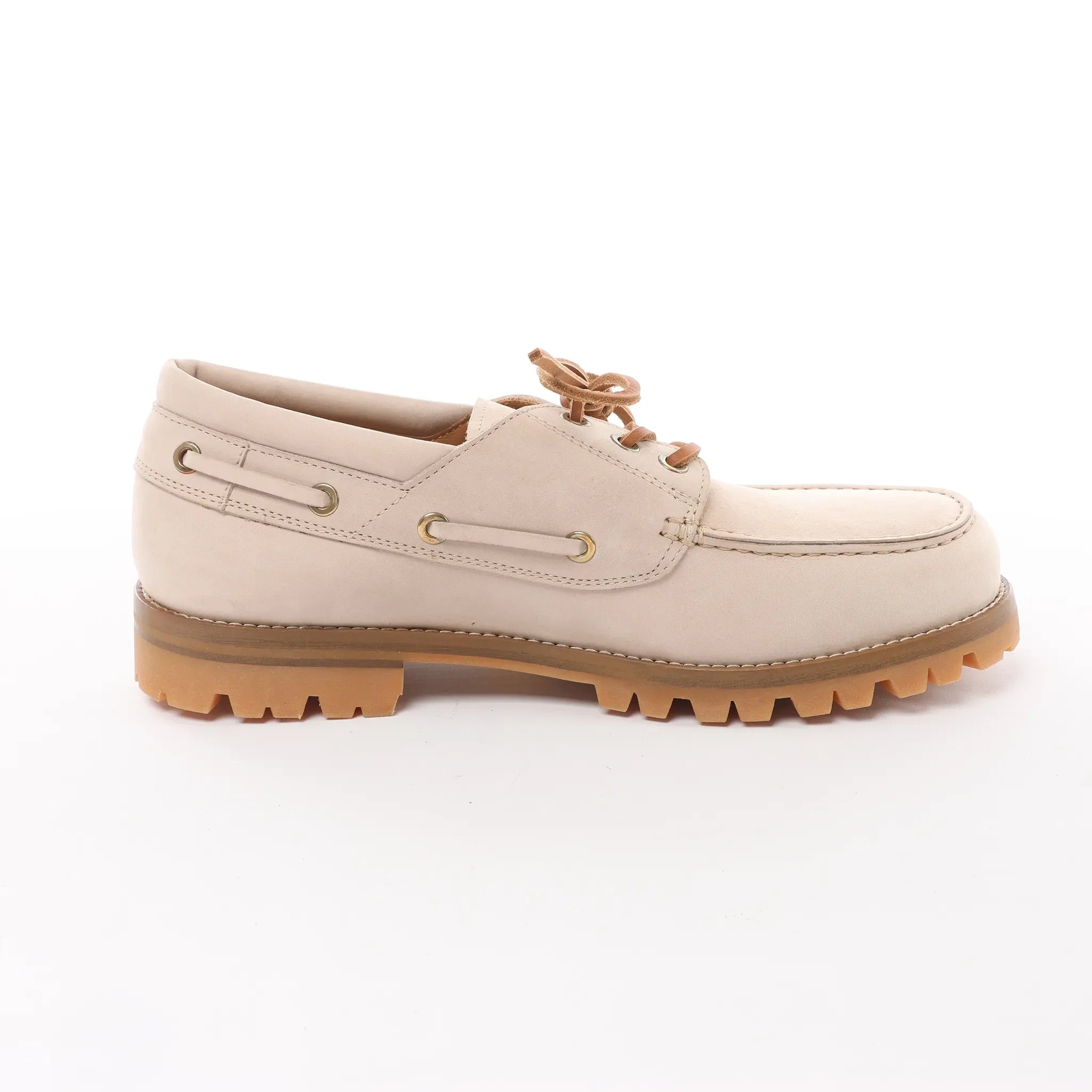 Eleventy Leather Lace-Up Shoes with Vibram Sole in Beige, Size 41 EU