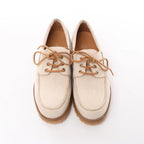 Eleventy Leather Lace-Up Shoes with Vibram Sole in Beige, Size 41 EU