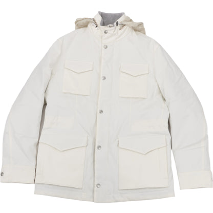 Eleventy White Quilted Down Jacket, Size 48