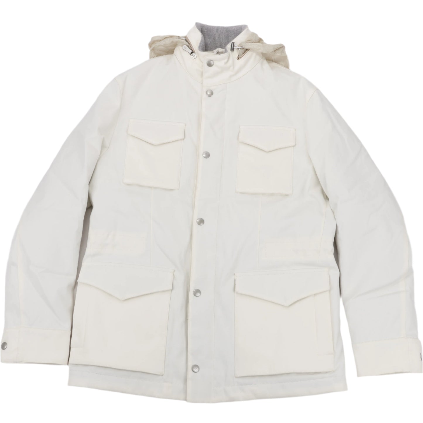 Eleventy White Quilted Down Jacket, Size 48