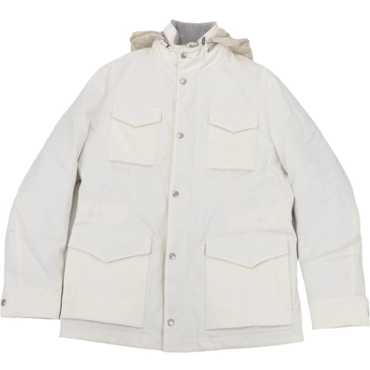 Eleventy White Quilted Down Jacket, Size 48