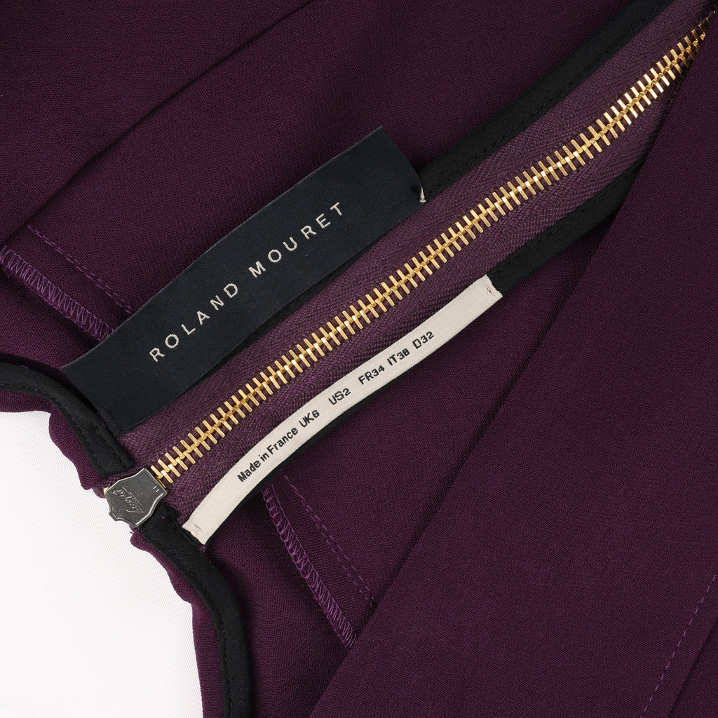 Roland Mouret Deep V-Neck Fitted Midi Dress in Plum – EU 34
