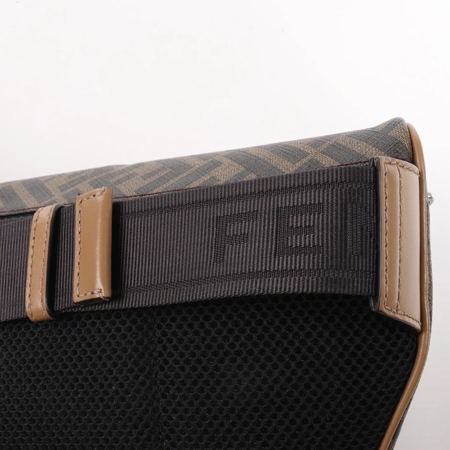 Fendi Diagonal Bi-Color Belt Bag in Tobacco Moro Sand Black