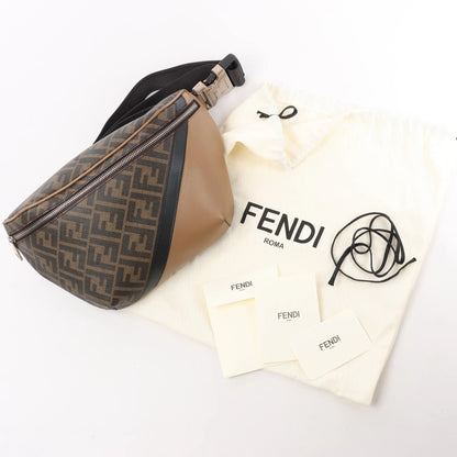 Fendi Diagonal Bi-Color Belt Bag in Tobacco Moro Sand Black