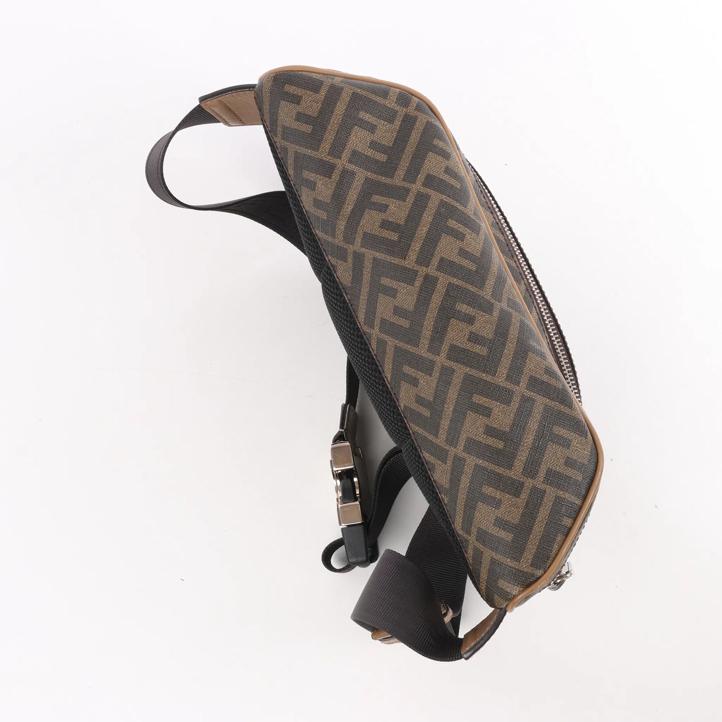 Fendi Diagonal Bi-Color Belt Bag in Tobacco Moro Sand Black