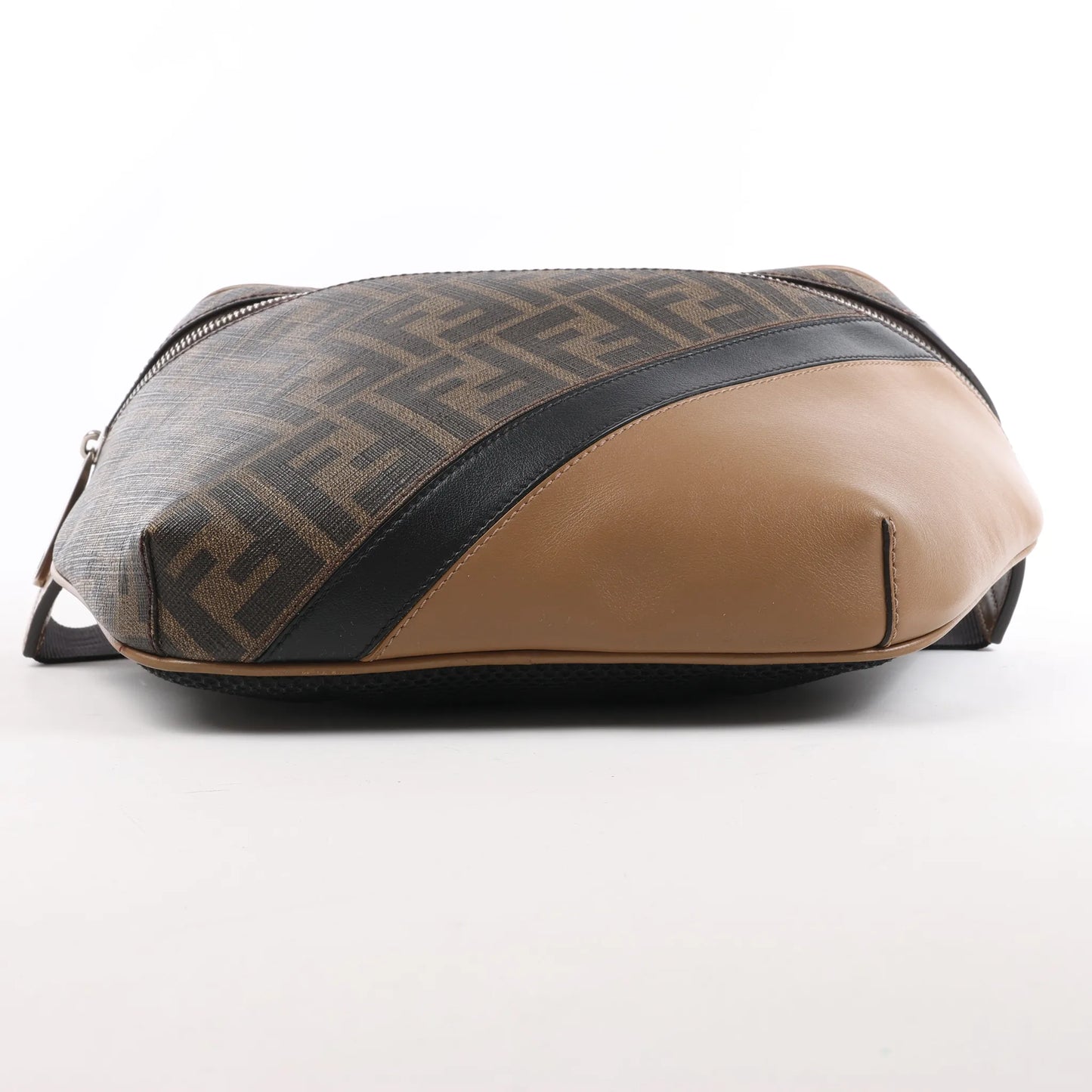 Fendi Diagonal Bi-Color Belt Bag in Tobacco Moro Sand Black