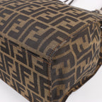 FENDI Zucchino Mamma Bucket Canvas & Leather Shoulder Bag in Brown