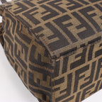 FENDI Zucchino Mamma Bucket Canvas & Leather Shoulder Bag in Brown
