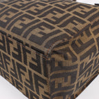 FENDI Zucchino Mamma Bucket Canvas & Leather Shoulder Bag in Brown