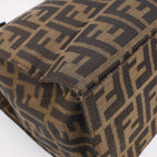 FENDI Zucchino Mamma Bucket Canvas & Leather Shoulder Bag in Brown