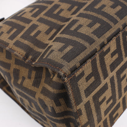 FENDI Zucchino Mamma Bucket Canvas & Leather Shoulder Bag in Brown
