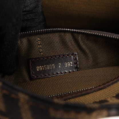 FENDI Zucchino Mamma Bucket Canvas & Leather Shoulder Bag in Brown