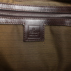 FENDI Zucchino Mamma Bucket Canvas & Leather Shoulder Bag in Brown