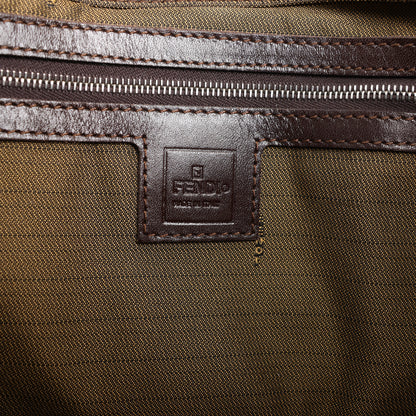 FENDI Zucchino Mamma Bucket Canvas & Leather Shoulder Bag in Brown