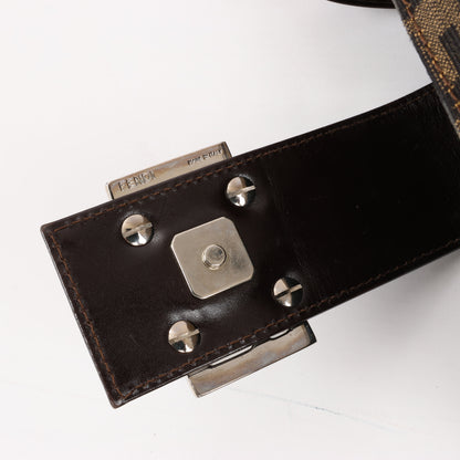 FENDI Zucchino Mamma Bucket Canvas & Leather Shoulder Bag in Brown