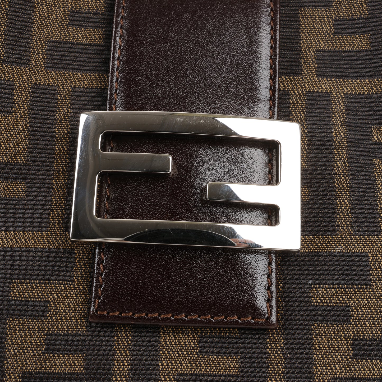 FENDI Zucchino Mamma Bucket Canvas & Leather Shoulder Bag in Brown