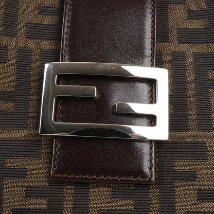FENDI Zucchino Mamma Bucket Canvas & Leather Shoulder Bag in Brown