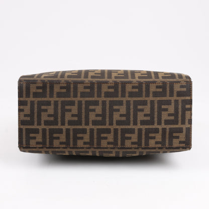 FENDI Zucchino Mamma Bucket Canvas & Leather Shoulder Bag in Brown