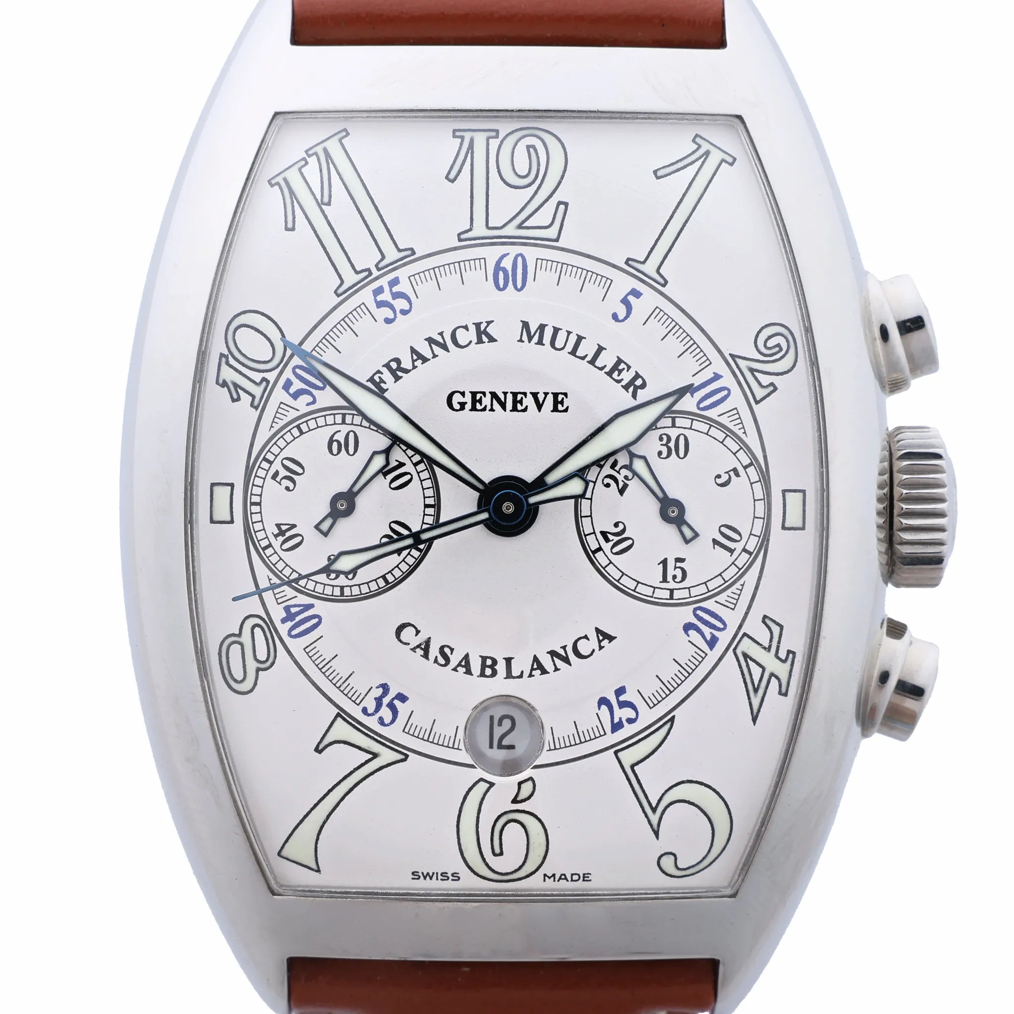 Reloj Franck Muller Tonneau Curvex 722 SS QZ con esfera azul