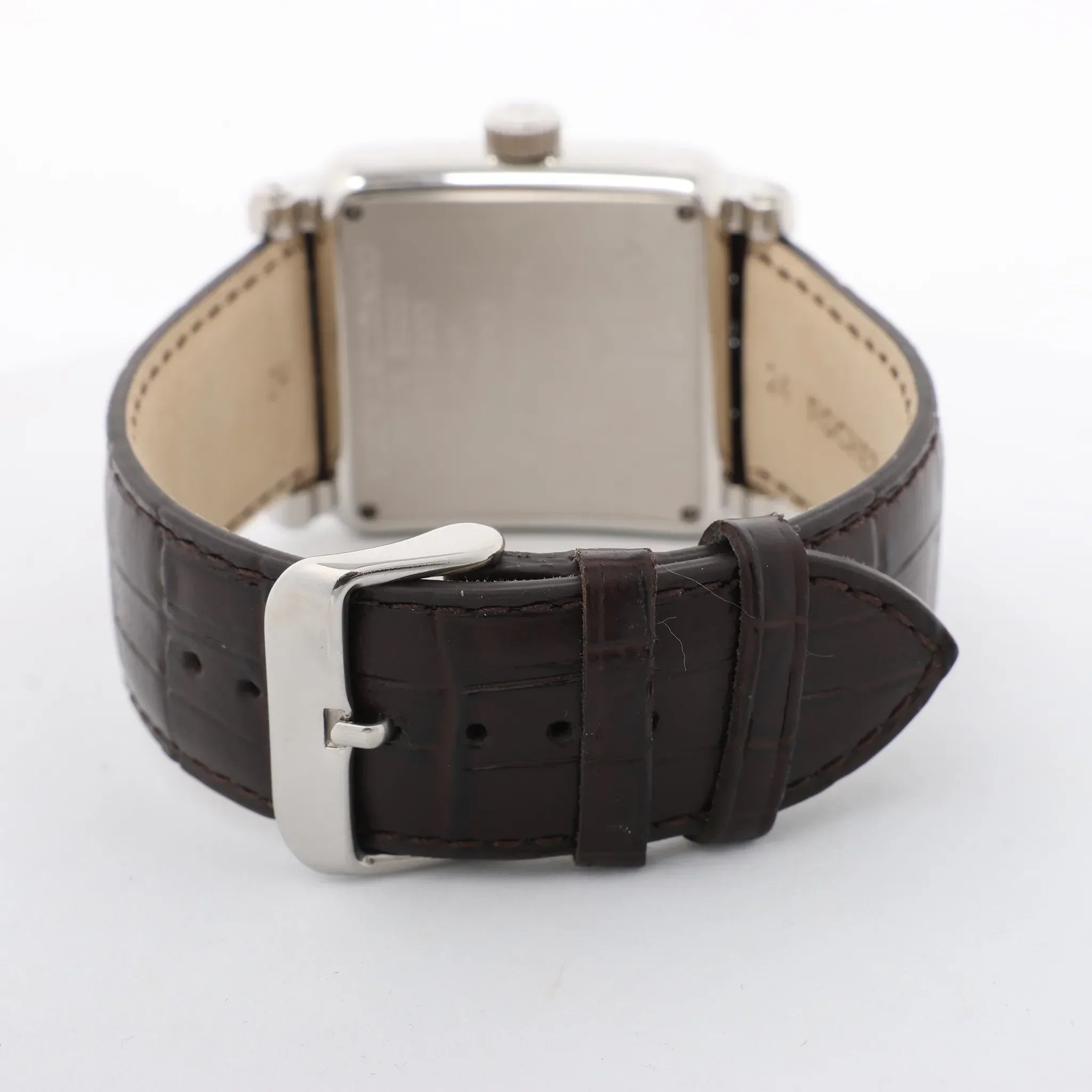Franck Muller Conquistador 10002MQZ #10 Leather x SS QZ Watch with Brown Dial