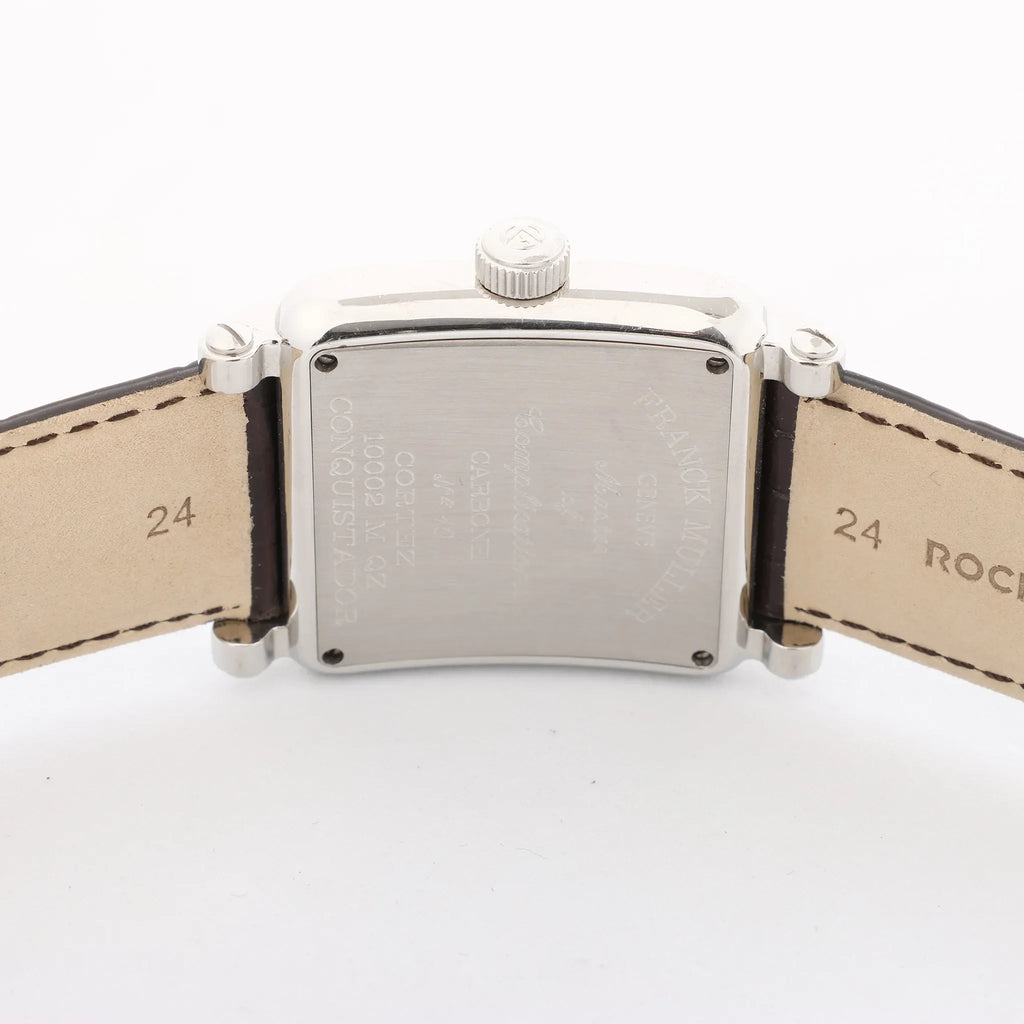 Franck Muller Conquistador 10002MQZ #10 Leather x SS QZ Watch with Brown Dial