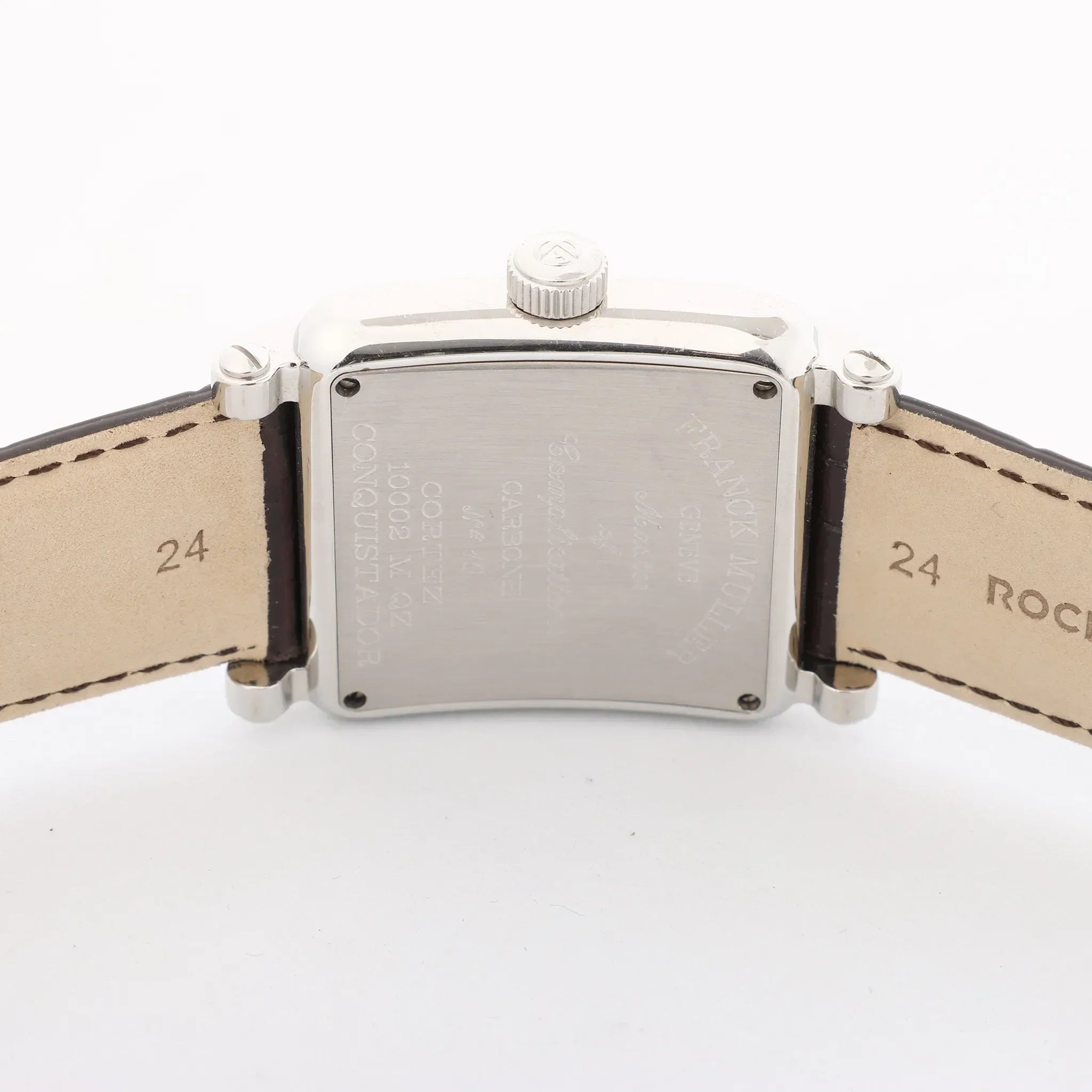 Franck Muller Conquistador 10002MQZ #10 Leather x SS QZ Watch with Brown Dial