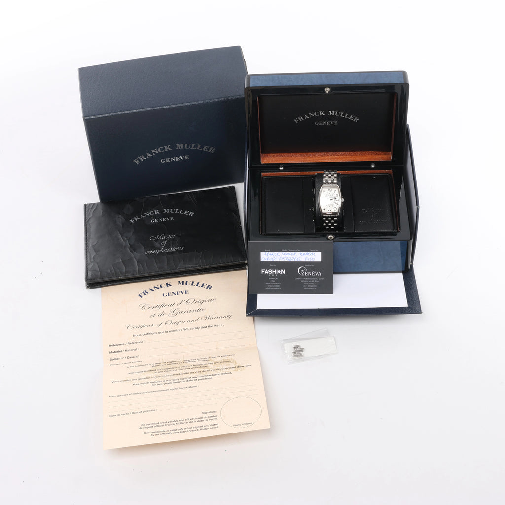 Franck Muller Tonneau Curvex 1752QZREL 1450 SS QZ Watch with WhiteDial