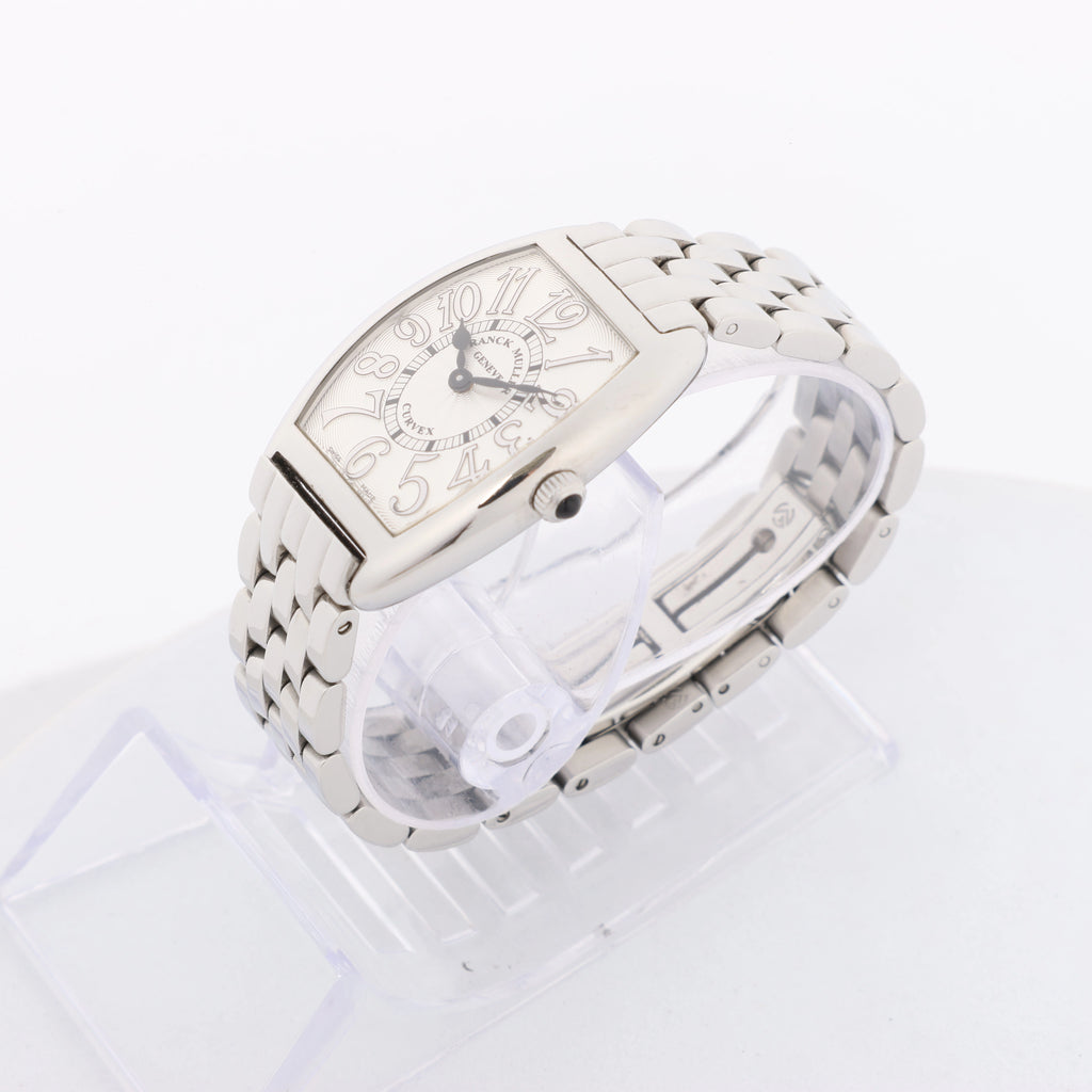 Franck Muller Tonneau Curvex 1752QZREL 1450 SS QZ Watch with WhiteDial