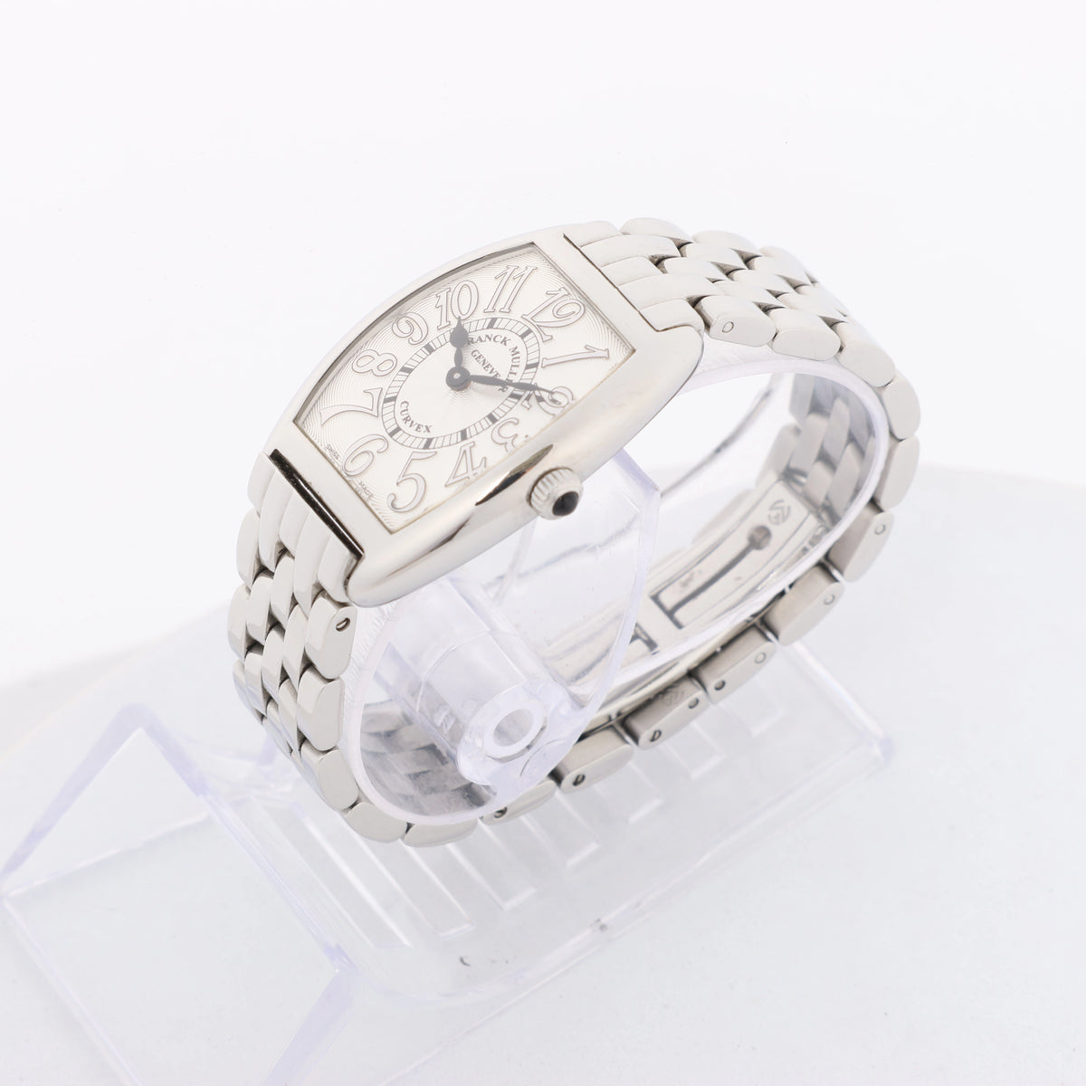 Franck Muller Tonneau Curvex 1752QZREL 1450 SS QZ Watch with WhiteDial