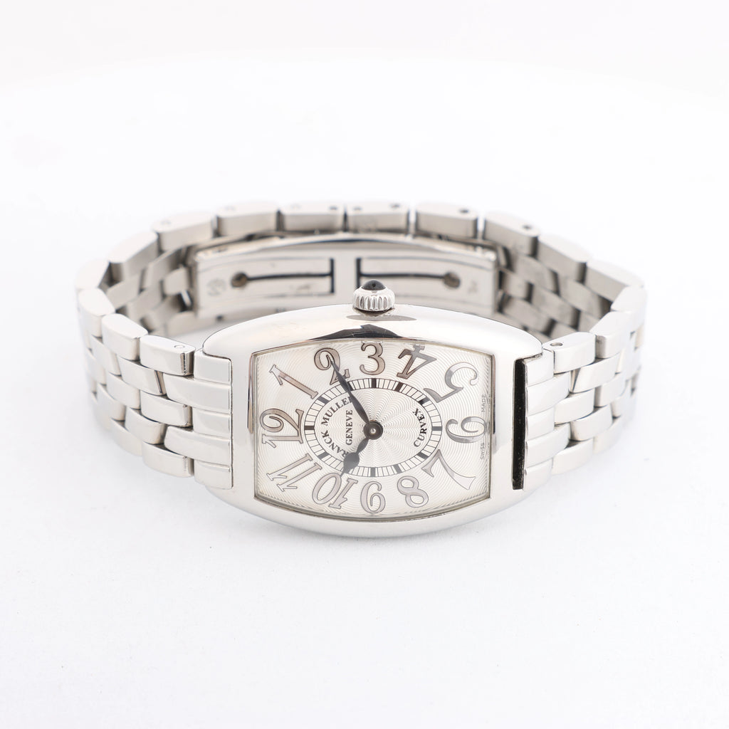 Franck Muller Tonneau Curvex 1752QZREL 1450 SS QZ Watch with WhiteDial