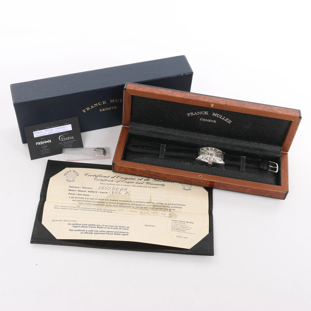 Franck Muller Tonneau Curvex 6850S6GG 445 SS AT Watch with White Dial