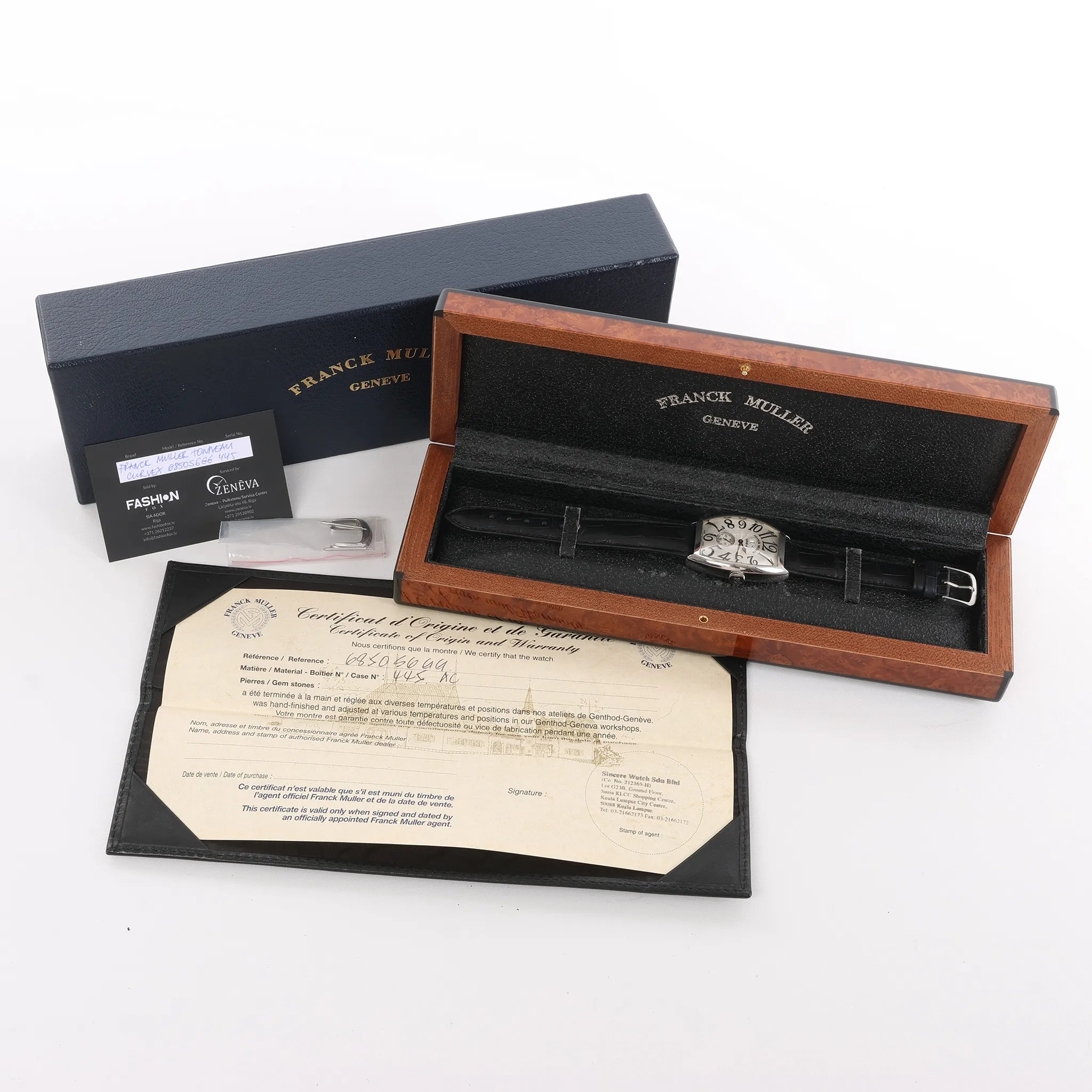 Franck Muller Tonneau Curvex 6850S6GG 445 SS AT Watch with White Dial