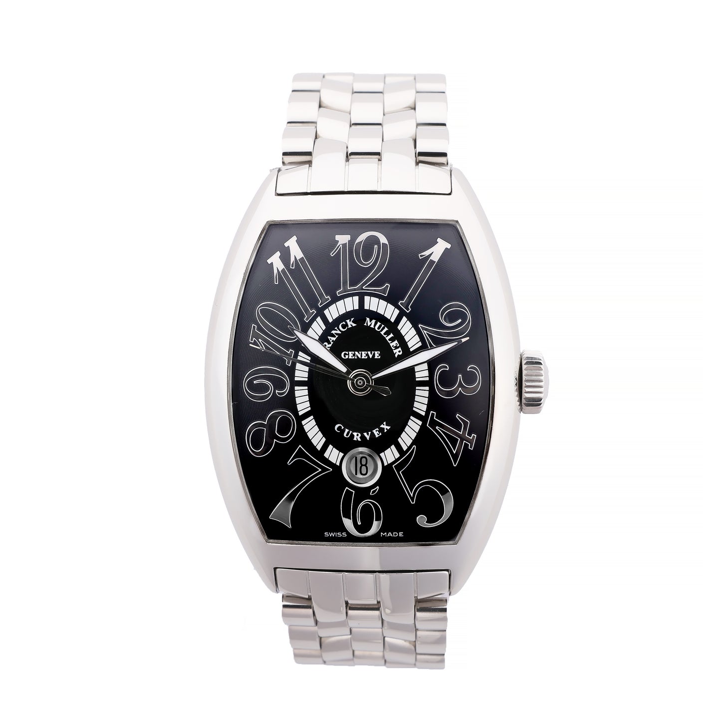 Franck Muller Tonneau Curvex reliefs 8880SCDT REL 230 SS SS AT Black Dial Watch