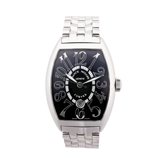 Montre Franck Muller Tonneau Curvex reliefs 8880SCDT REL 230 SS SS AT cadran noir