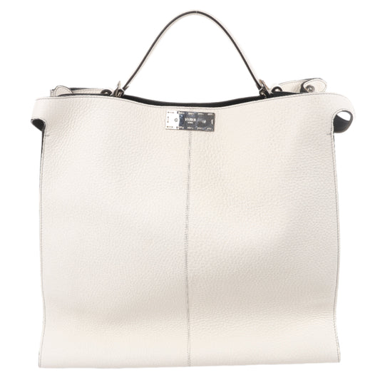 Fendi Peek-a-boo X-light Leather Handbag in White 7VA448
