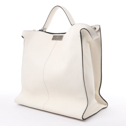 Fendi Peek-a-boo X-light Leather Handbag in White 7VA448
