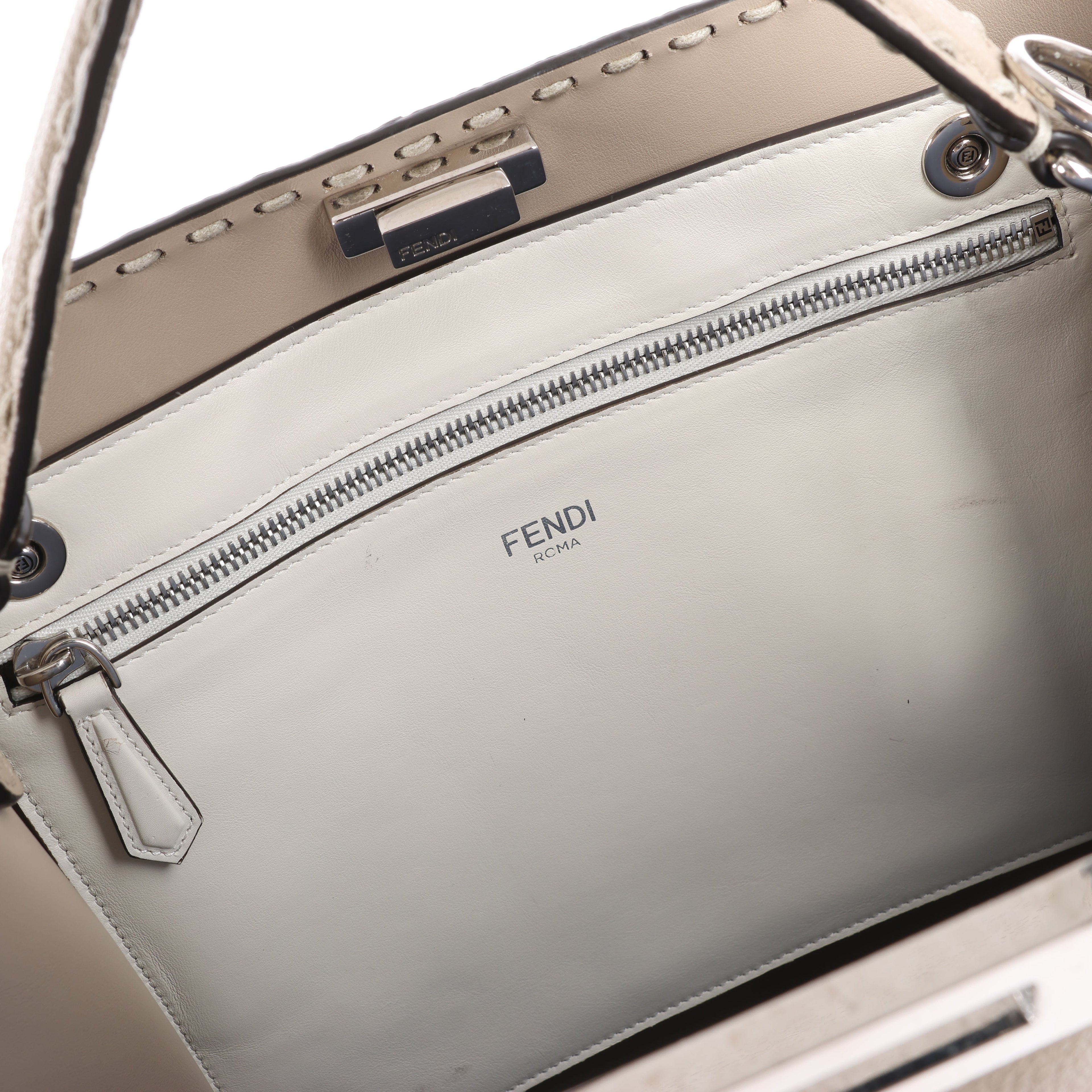 Fendi Peek-a-boo X-light  ICU Co., Ltd. Leather Handbag in Beige 7VA528