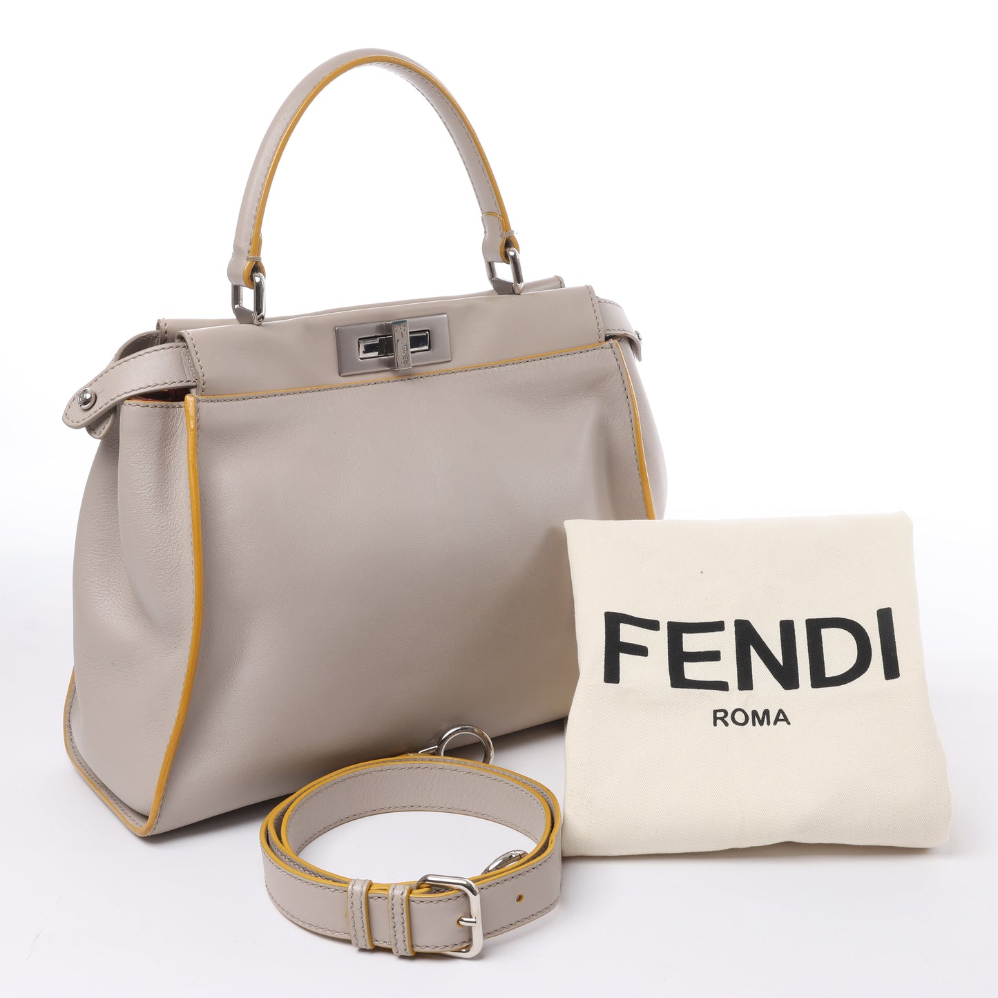 Fendi Peekaboo Regular Leather 2Way Handbag in Gray