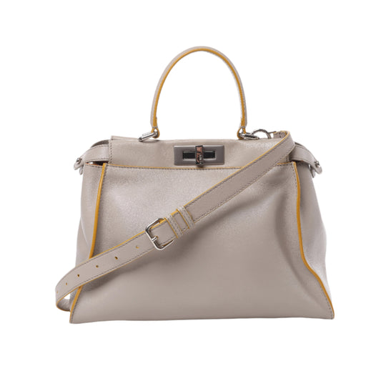 Fendi Peekaboo Regular Leather 2Way Handbag in Gray