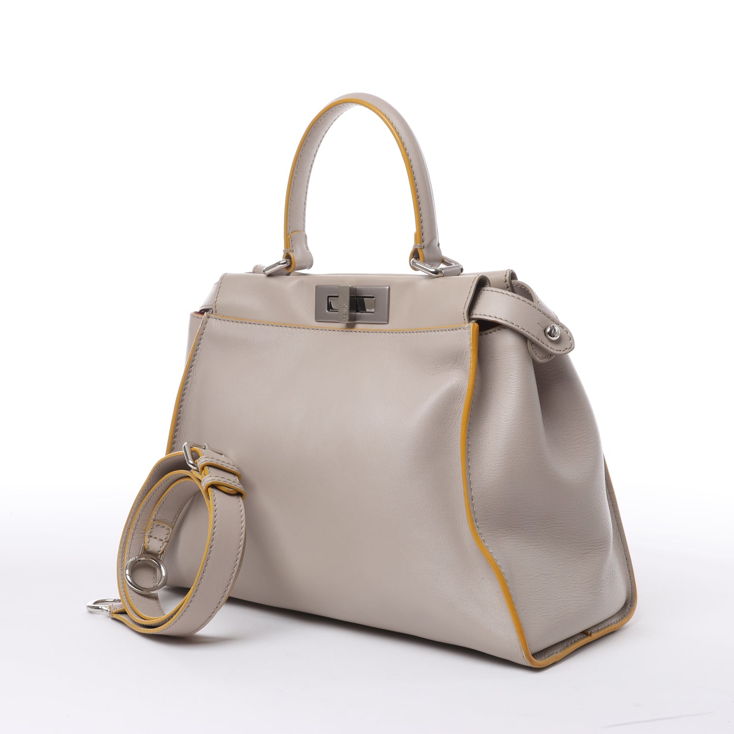 Fendi Peekaboo Regular Leather 2Way Handbag in Gray