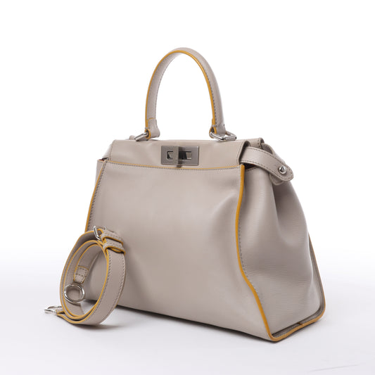 Fendi Peekaboo Regular Leather 2Way Handbag in Gray