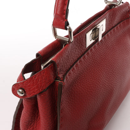 Fendi Peekaboo Regular Selleria Leather 2way Handbag in Red 8BN226