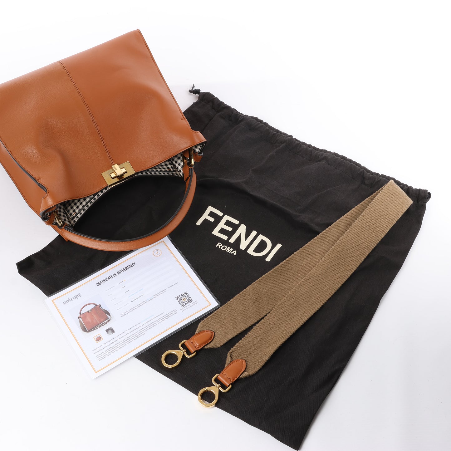 Fendi Peek-a-boo X-light Leather 2 Way Shoulder Bag in Brown